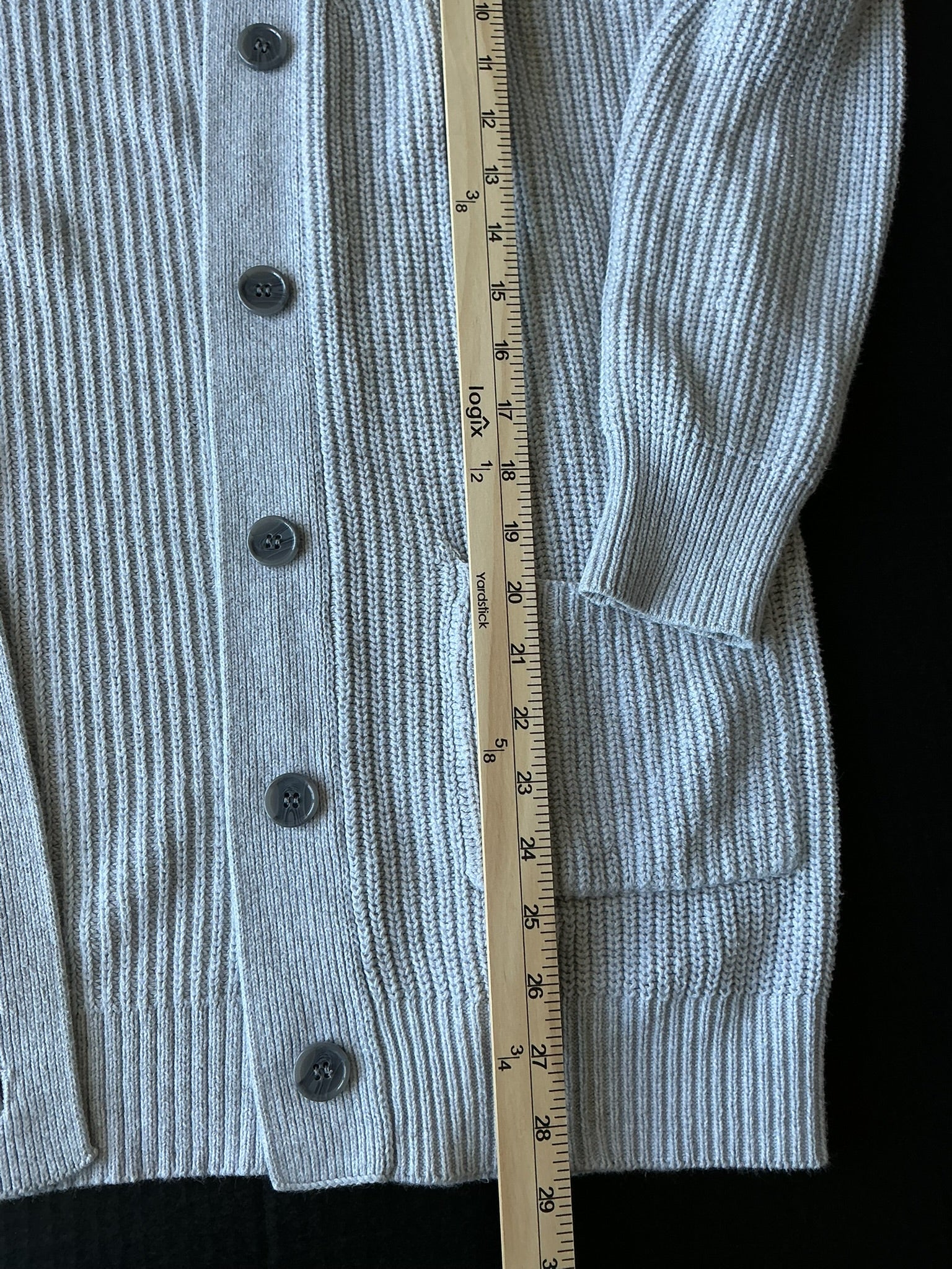 St John's Bay Women's Long Sleeve Button Up Cable Knit Sweater Cardigan in light Gray. Size Small