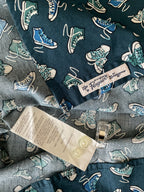 Original Penguin Men's Novelty Shoe Print Short Sleeve Button Up Shirt. Large