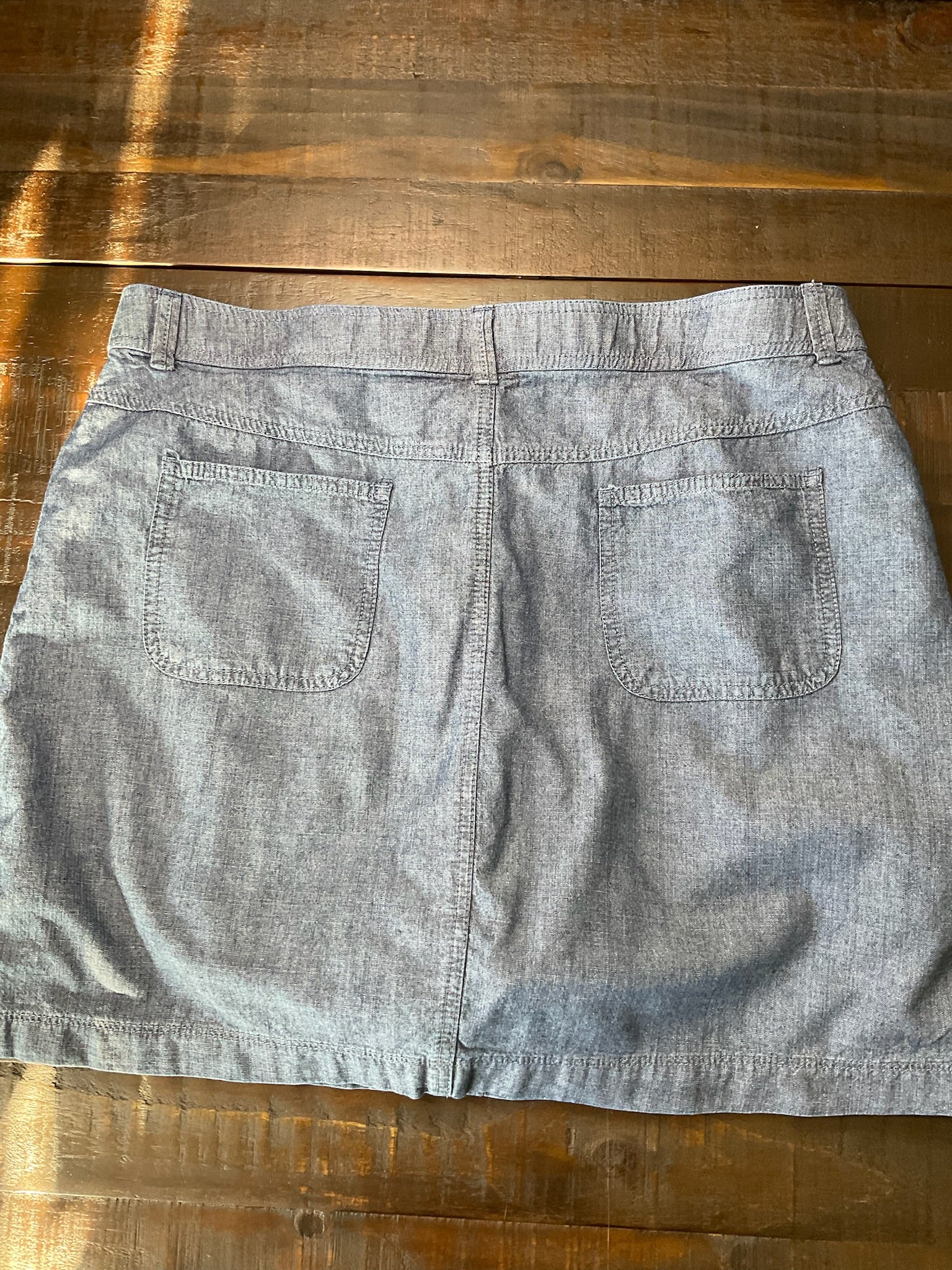 Vintage White Stag Chambray Denim Skort Size 14 Blue Drawstring