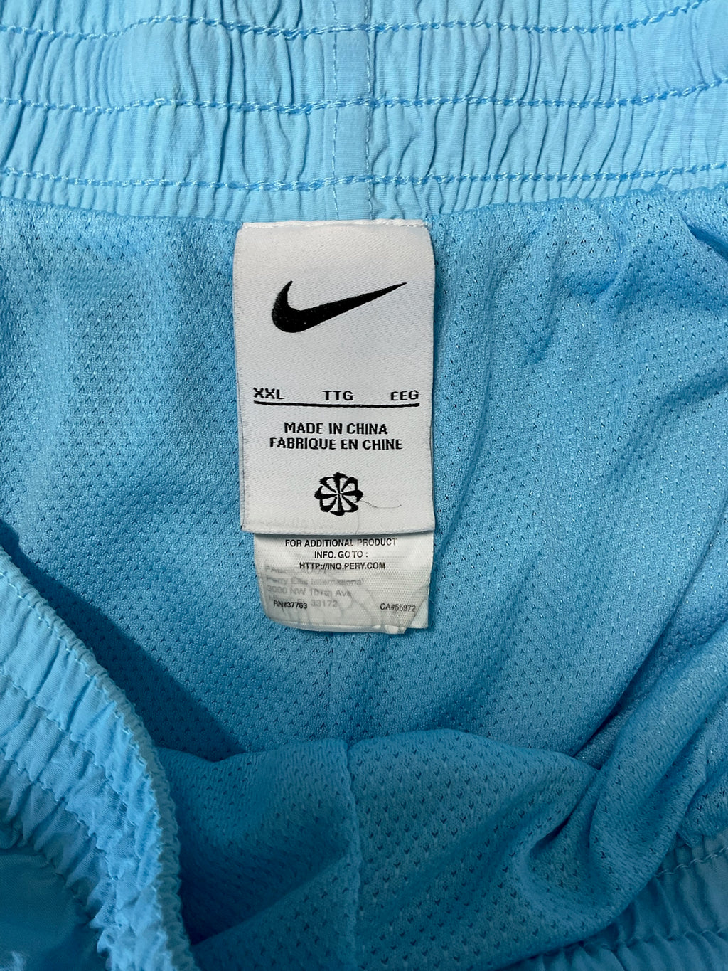 Nike Swim Trunks Mens XXL Light Blue Volley Shorts Mesh Liner White Swoosh Large