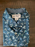 Original Penguin Men's Novelty Shoe Print Short Sleeve Button Up Shirt. Large