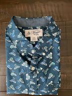 Original Penguin Men's Novelty Shoe Print Short Sleeve Button Up Shirt. Large