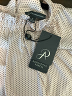 Adrianna Papell Women's Ruffle Mock Neck Sleeveless  Pink & Black Dot-  XL (NWT)