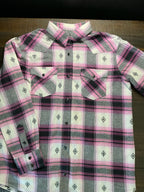 Wrangler Retro Women's Pink, Black & White Plaid Flannel Shirt - Size Small