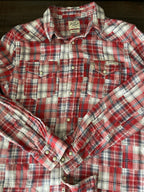 Lucky Brand Men's Red Plaid Pearl Button Up Shirt Size M