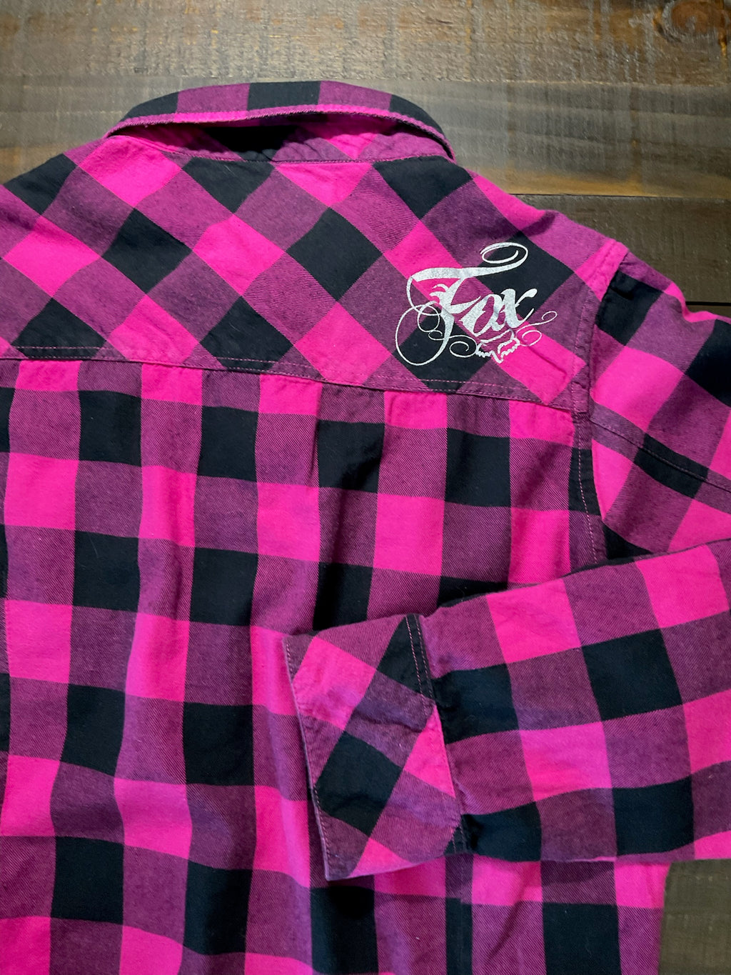 Fox Girls - Women's Pink & Black Plaid Flannel Shirt - Size XL