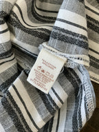 Hem & Thread Black White Striped Button Down Linen Blend Dress.  Medium