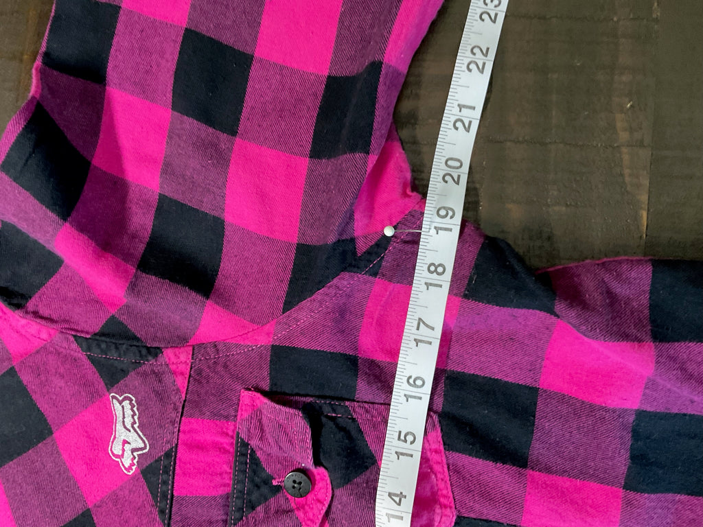 Fox Girls - Women's Pink & Black Plaid Flannel Shirt - Size XL