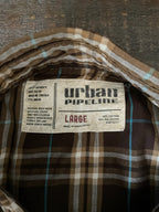 Urban Pipeline Men's Brown Plaid Long Sleeve Button Up  Shirt. Large