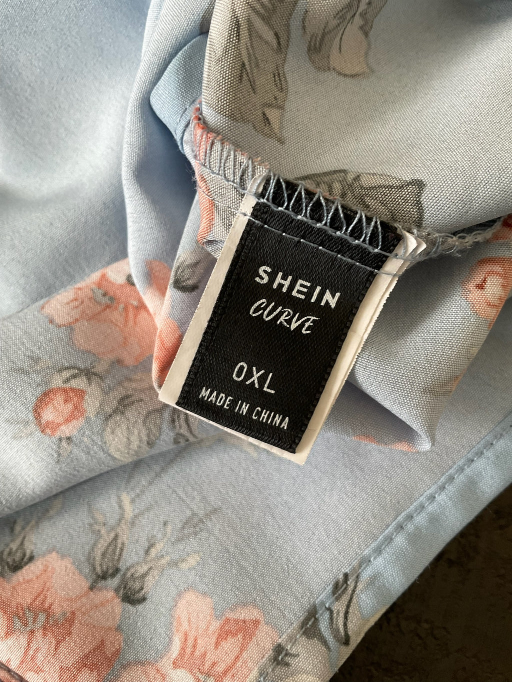Shein Curve Women's Pale Blue Floral Cold Shoulder Knee-Length Dress - Size 0XL