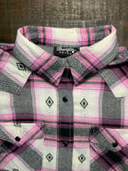 Wrangler Retro Women's Pink, Black & White Plaid Flannel Shirt - Size Small