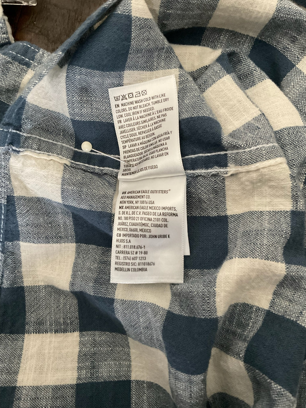 American Eagle Men's Super Soft Plaid Long Sleeve Button Up Shirt