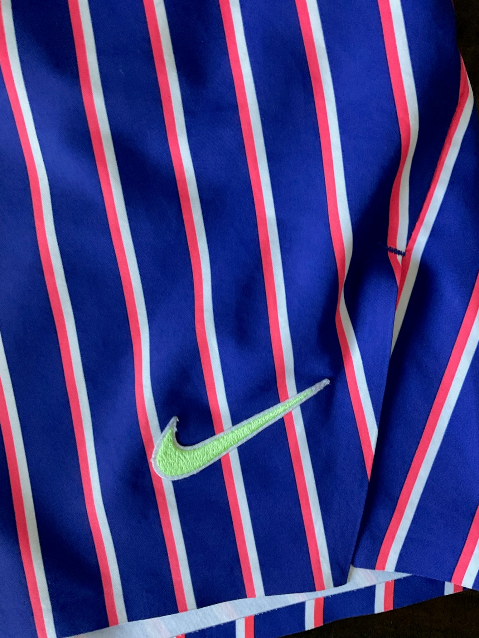 Nike Men's Striped Volley Swim Shorts - Blue, Red & White / Size Medium