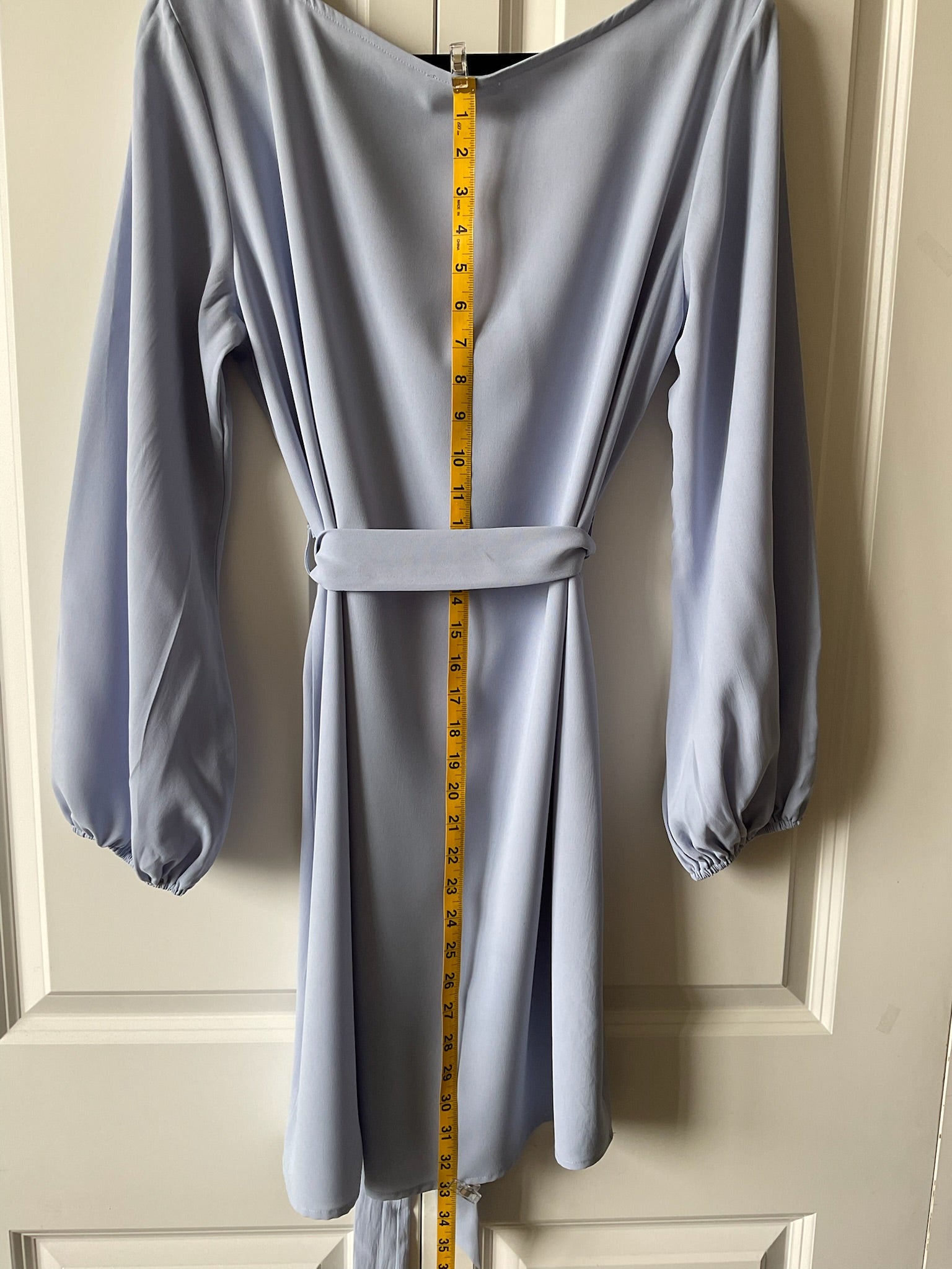 Shein Women's Soft Blue Belted Dress. Size Large 