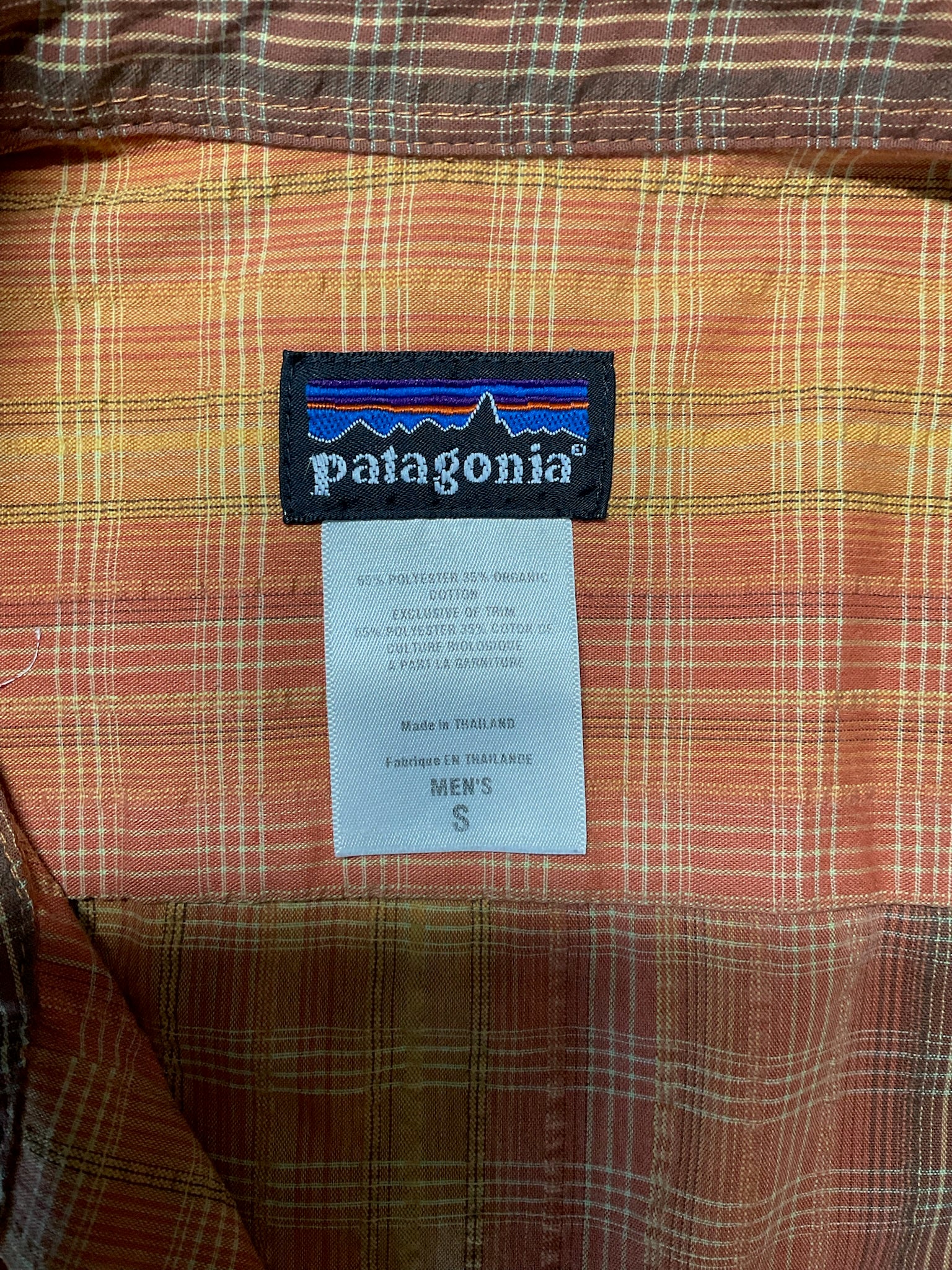 Vintage 2007 Patagonia Men’s Short-Sleeve Puckerware Shirt - Orange/Brown Plaid Size S