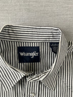 Wrangler Men's Western Stripe Pearl Snap Long Sleeve Shirt - Gray & White - Size XL