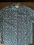 Original Penguin Men's Novelty Shoe Print Short Sleeve Button Up Shirt. Large