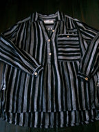 We The Free Oversized 3-Button Striped Shirt - Black & White Size X Small