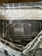 BKE Men's Plaid and Stripe Western Pearl Snap Long Sleeve Shirt. Size Large