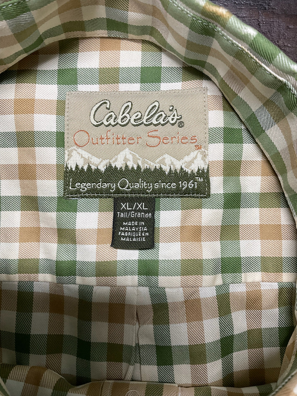 Cabela’s Men’s Short-Sleeve Plaid Button-Up Trail Shirt - Green & Tan (Size XL)