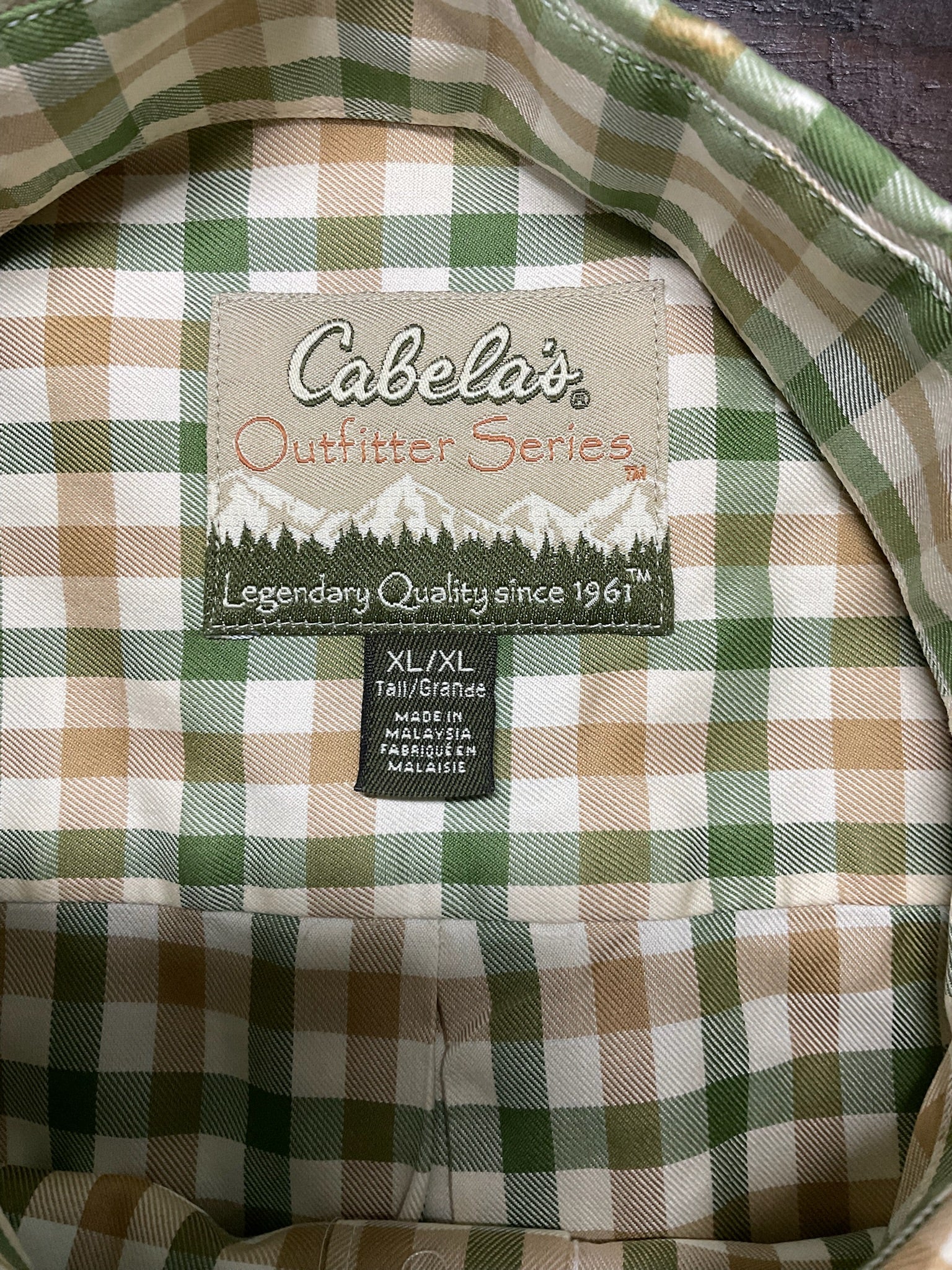 Cabela’s Men’s Short-Sleeve Plaid Button-Up Trail Shirt - Green & Tan (Size XL)