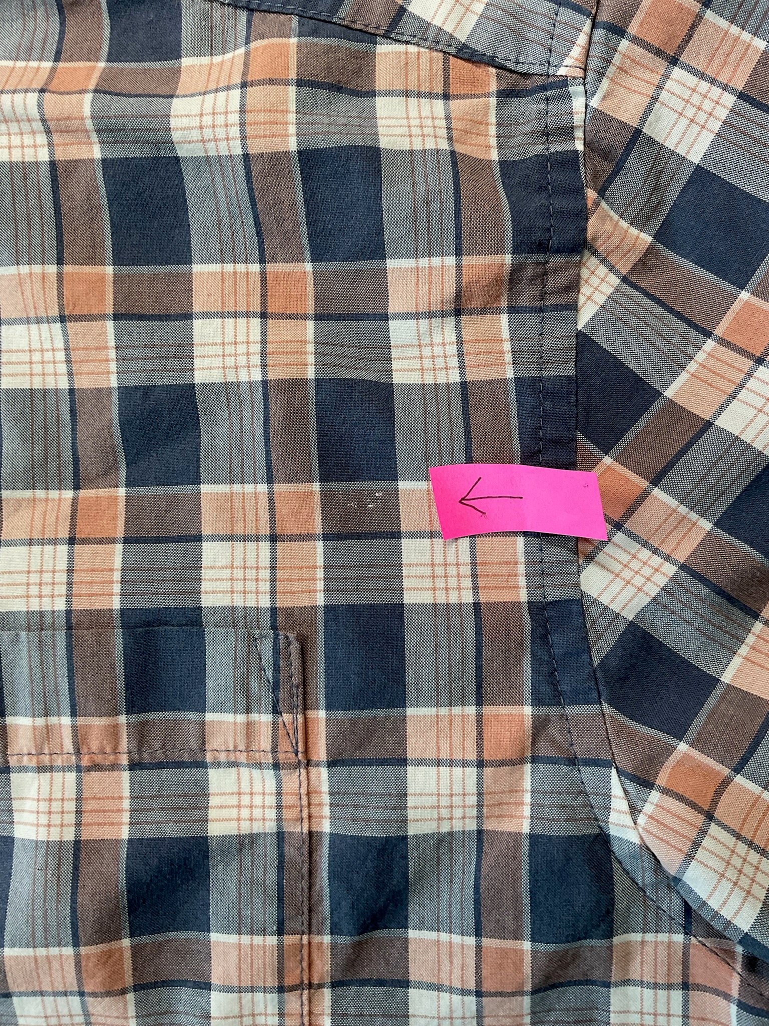 Patagonia Men’s Fezzman Short-Sleeve Plaid Button-Up - Orange & Gray.  Size L