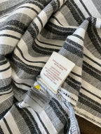 Hem & Thread Black White Striped Button Down Linen Blend Dress.  Medium