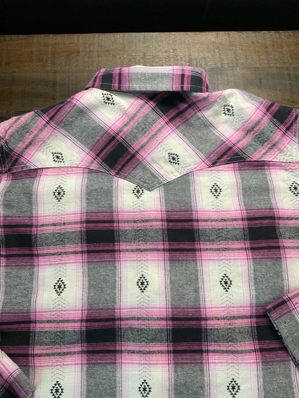 Wrangler Retro Women's Pink, Black & White Plaid Flannel Shirt - Size Small
