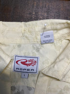 Roper Women's Pale Yellow Pearl Snap Short Sleeve Shirt - Size Large (NWOT)