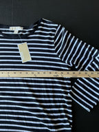 Michael Kors Women's 3/4 Sleeve Shirt in a classic Black and White Stripe (Size Large)