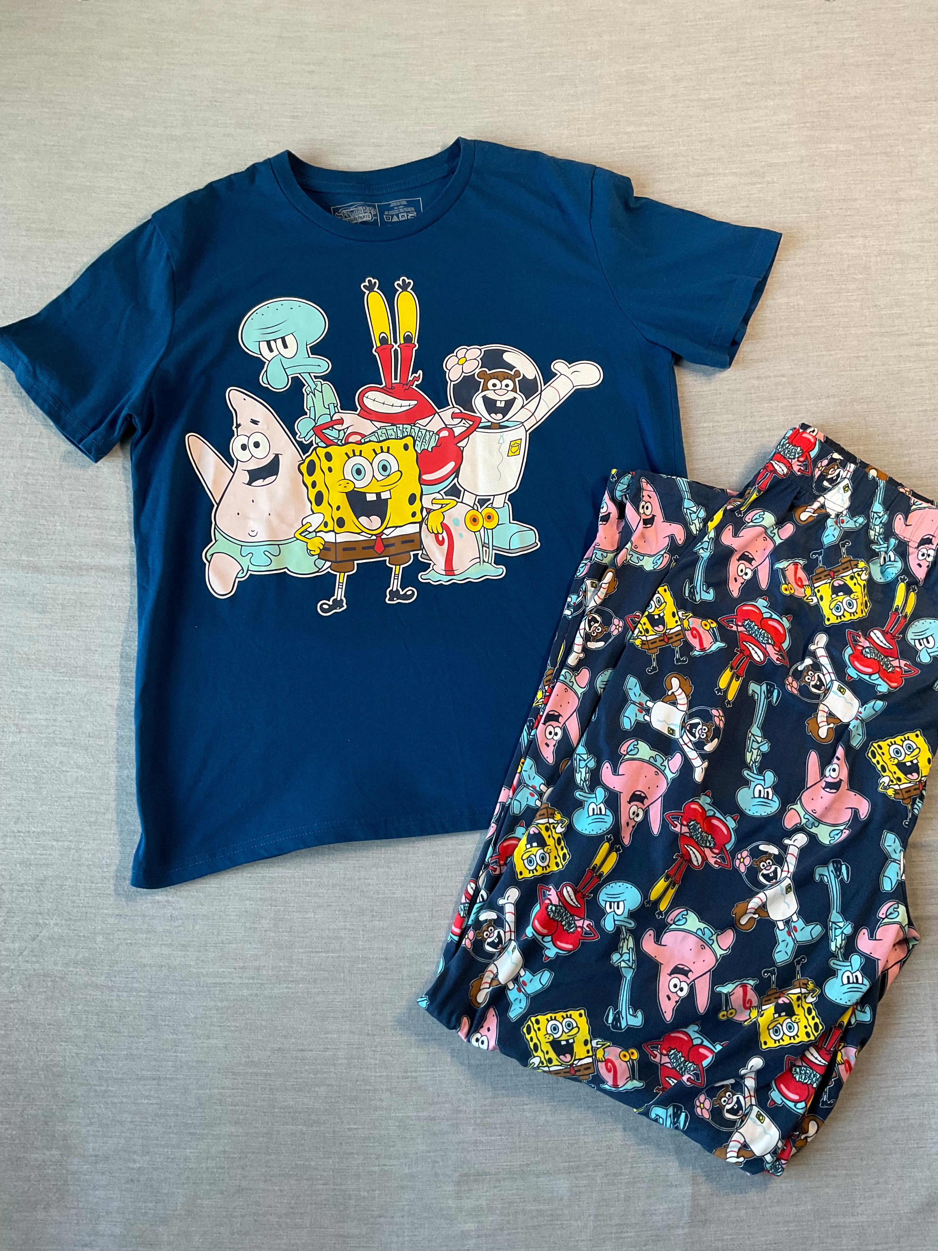 Nickelodeon Sponge Bob Square Pants Adult Pajama's Shirt and Bottom Set