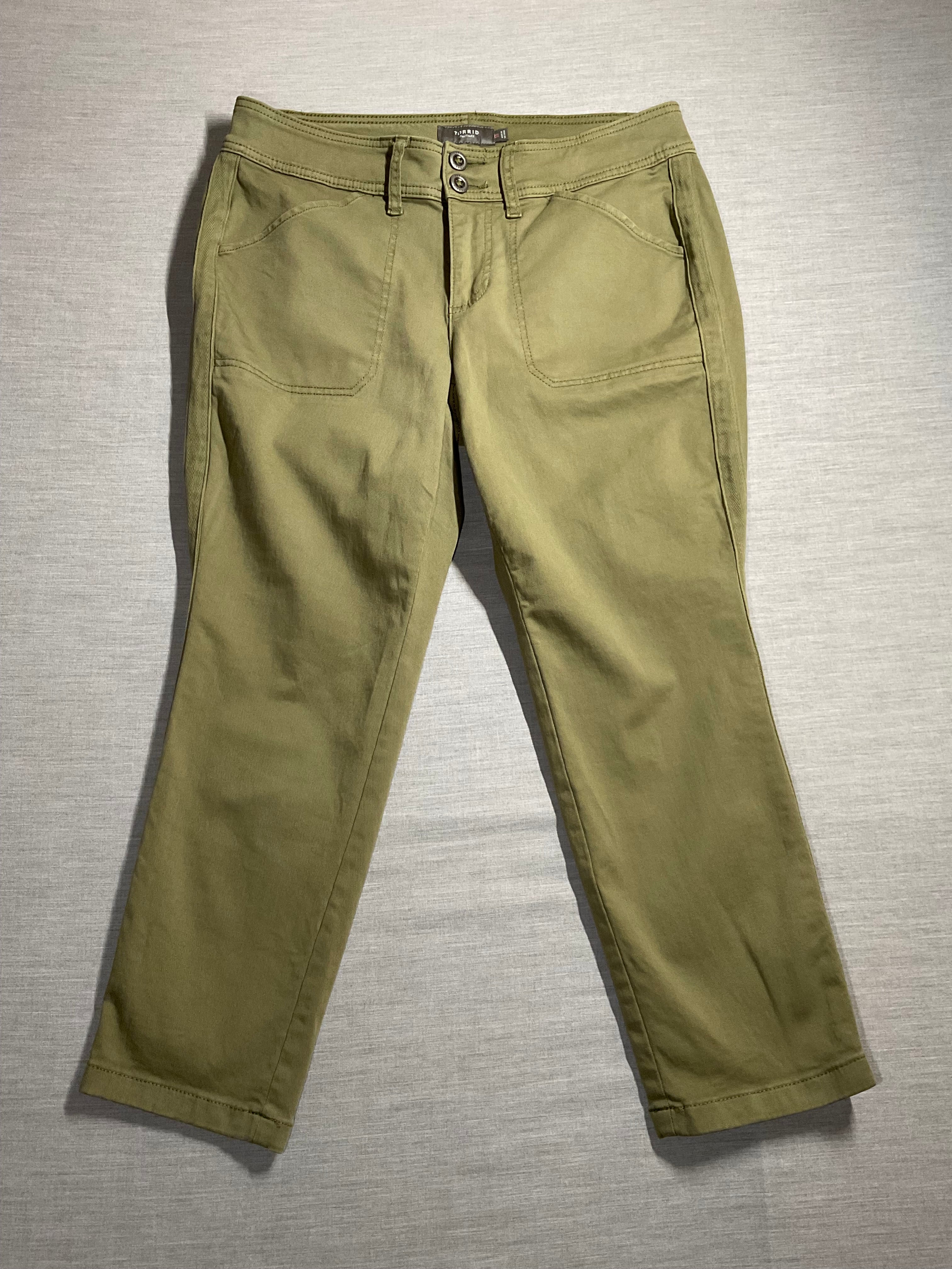 Torrid Women's Crop Mid Rise Ankle Olive Green Pants