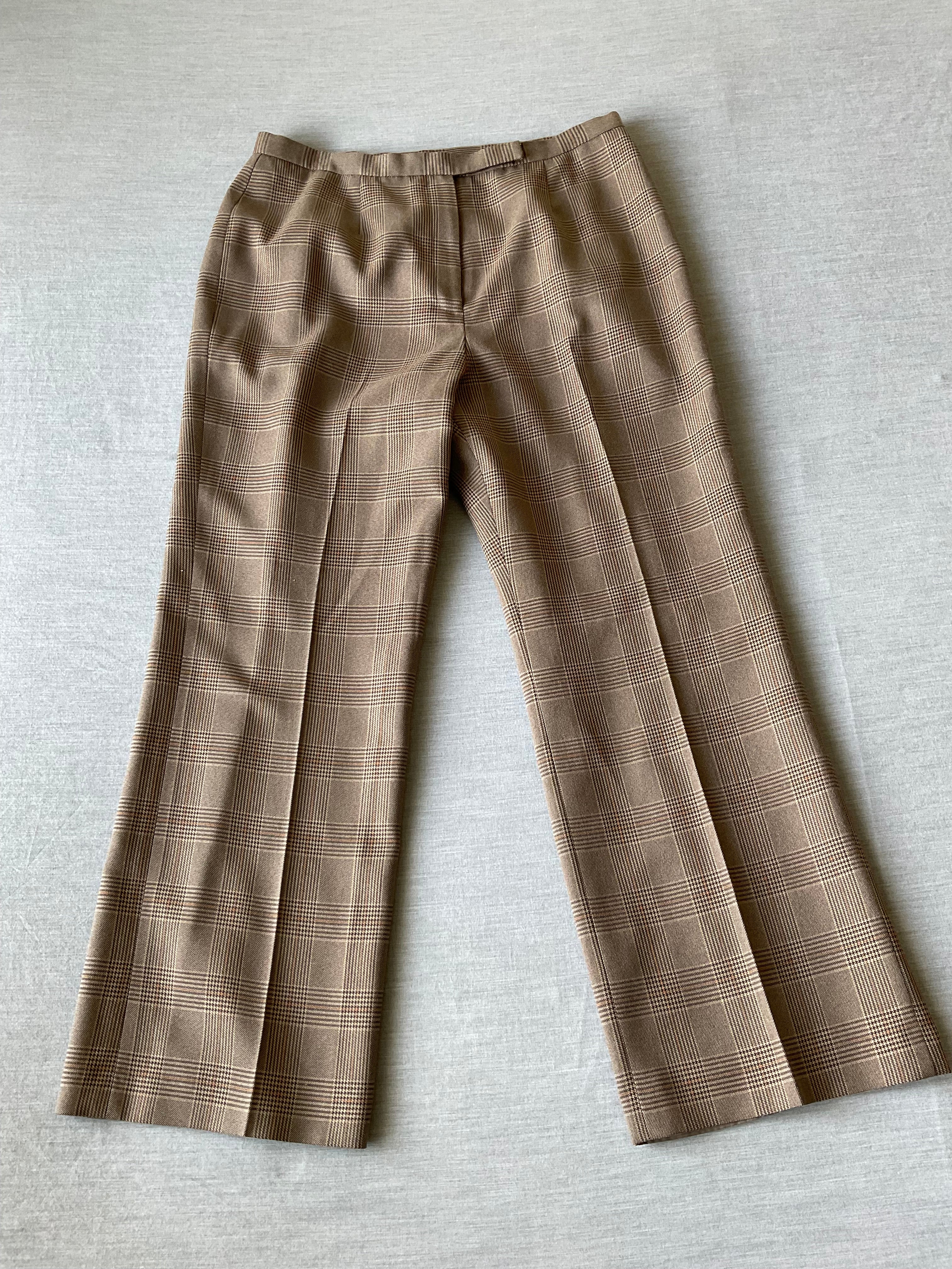 Le Suit Women's Petite Brown Tweed Plaid Trouser Pants. Size 12