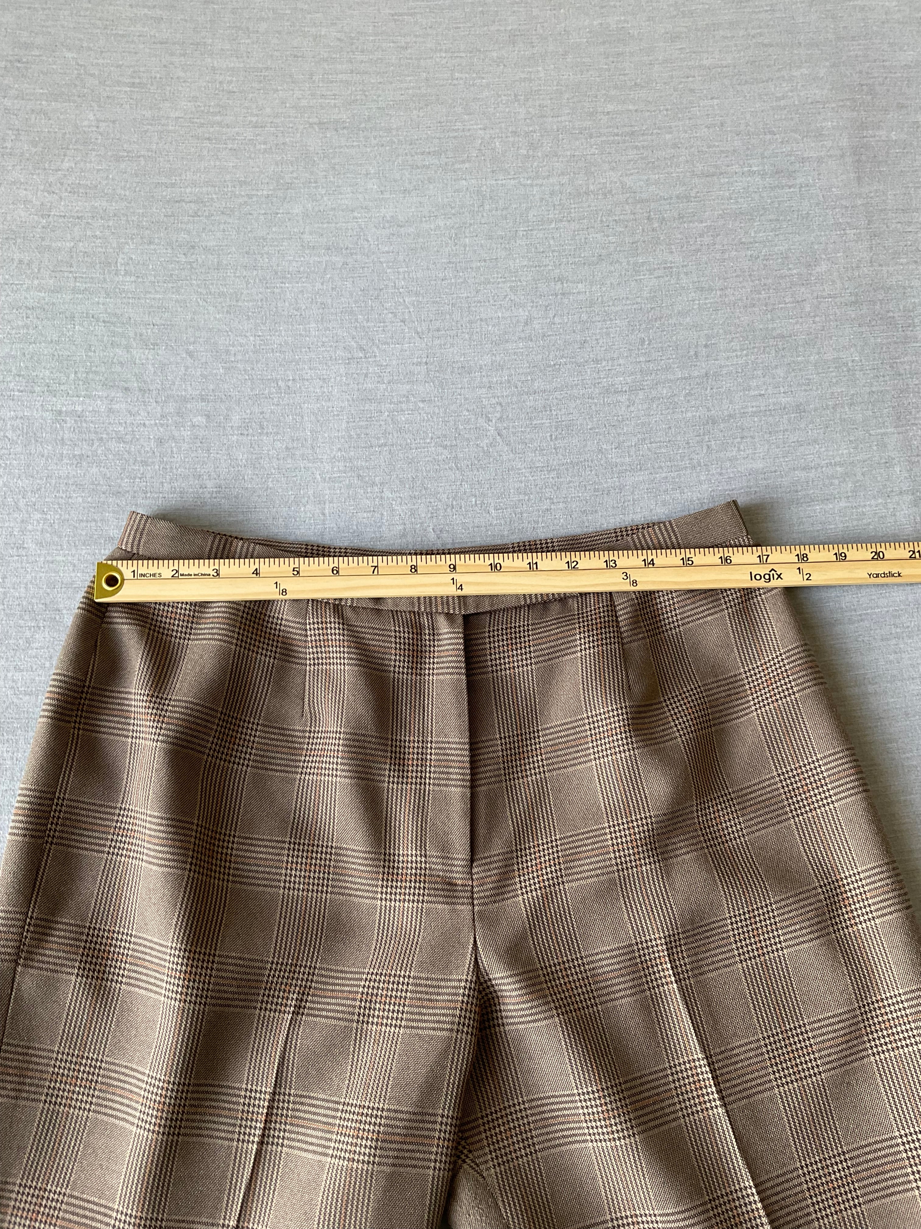 Le Suit Women's Petite Brown Tweed Plaid Trouser Pants. Size 12
