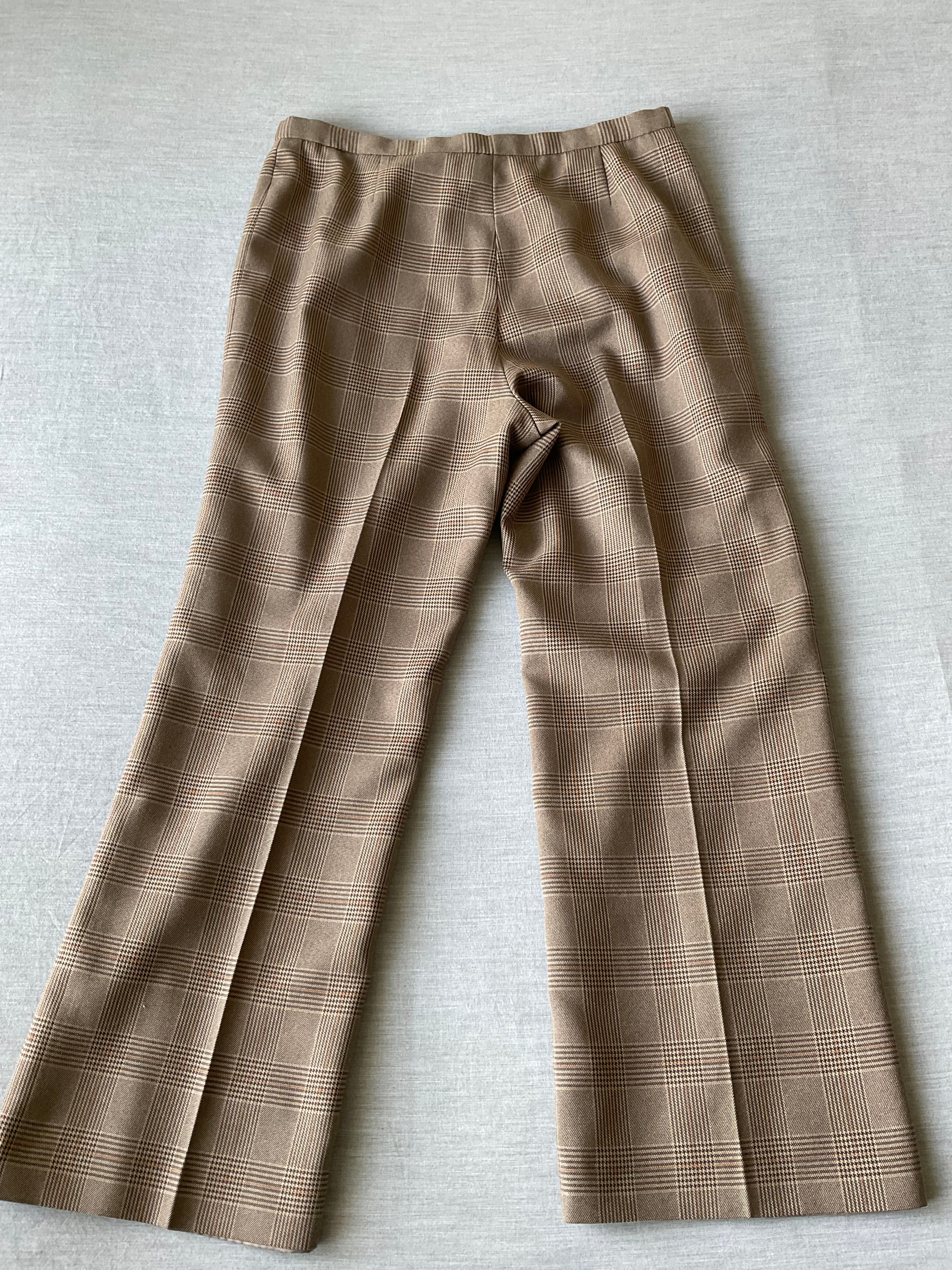 Le Suit Women's Petite Brown Tweed Plaid Trouser Pants. Size 12
