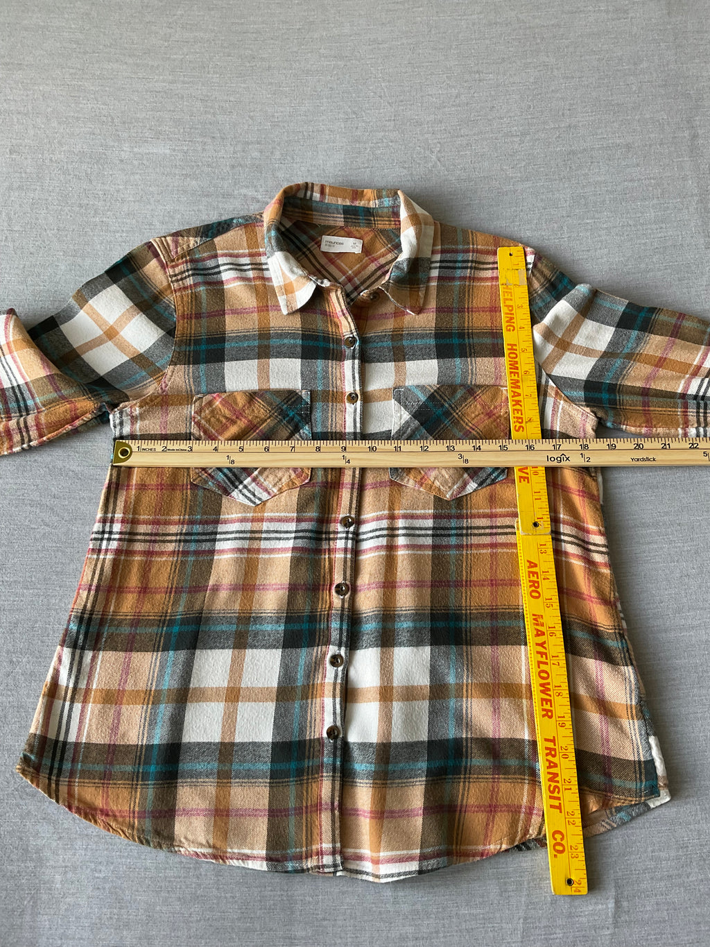 Maurice's Women's Western Style Long Sleeve Button Down Orange Plaid Flannel Shirt