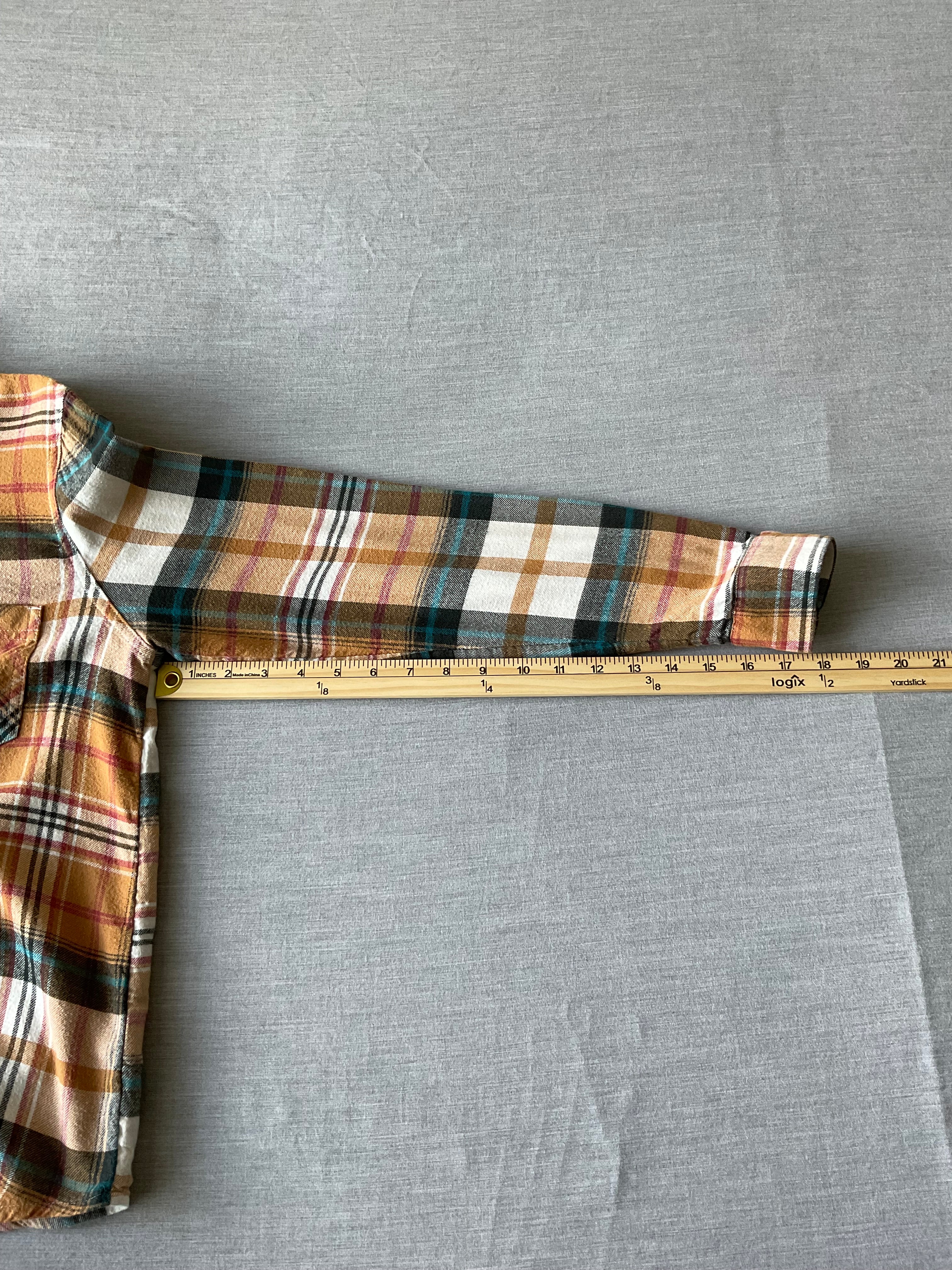 Maurice's Women's Western Style Long Sleeve Button Down Orange Plaid Flannel Shirt