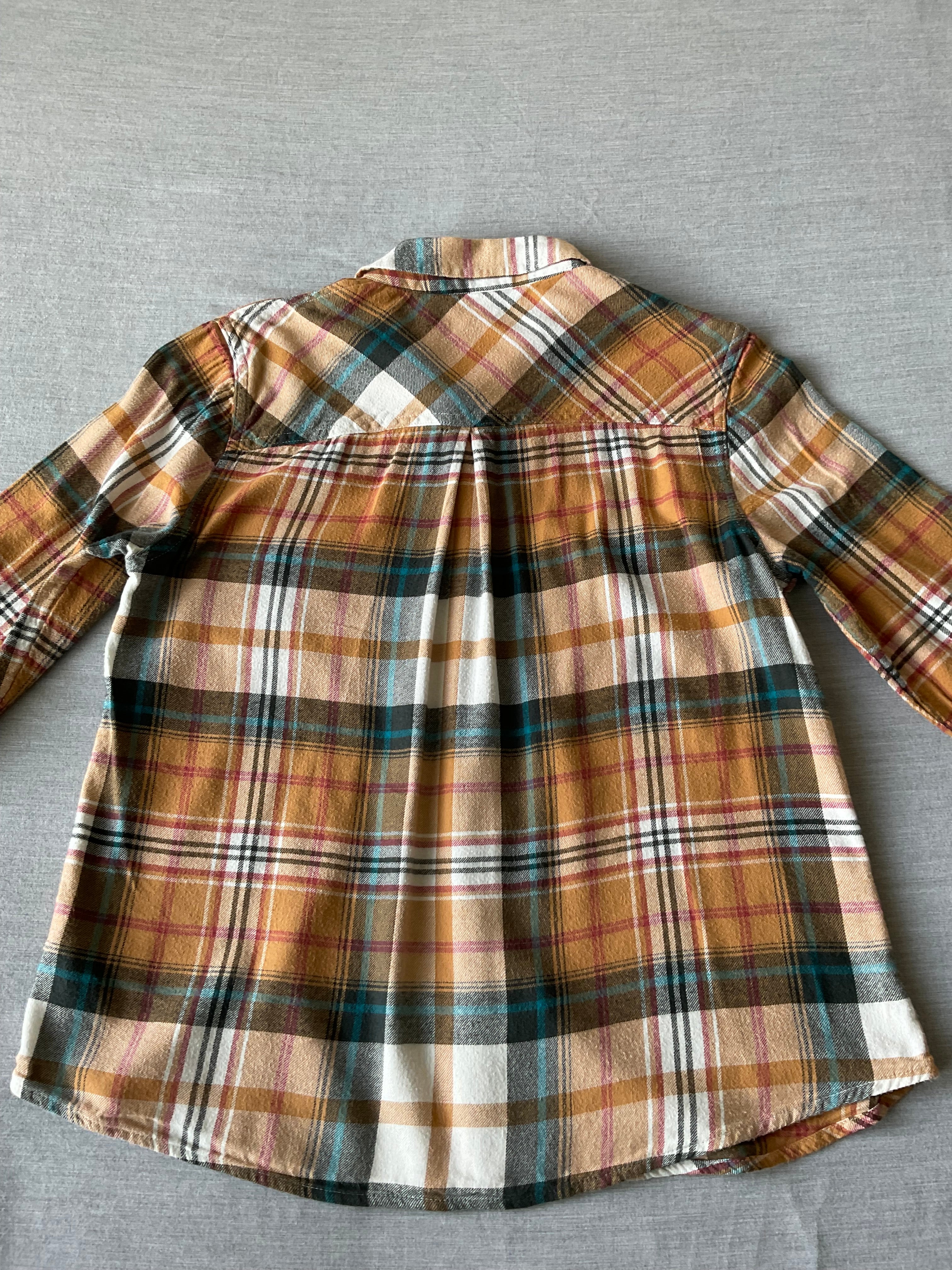 Maurice's Women's Western Style Long Sleeve Button Down Orange Plaid Flannel Shirt