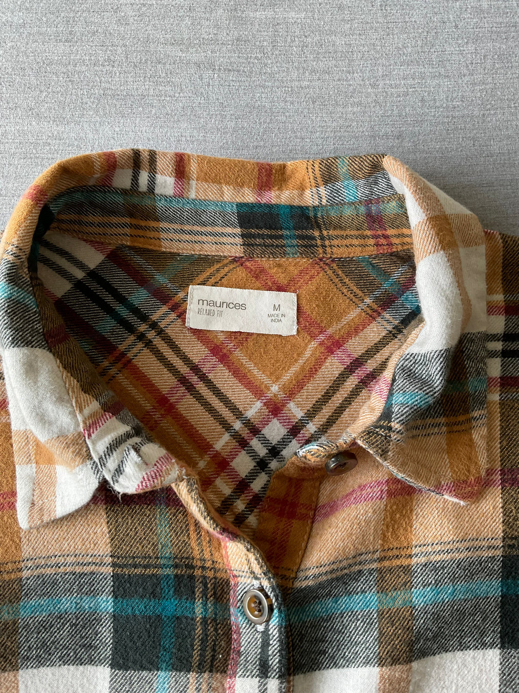 Maurice's Women's Western Style Long Sleeve Button Down Orange Plaid Flannel Shirt