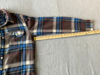 American Eagle Men's Long Sleeve Button Up Flannel Plaid Brown, Blue Beige Shirt