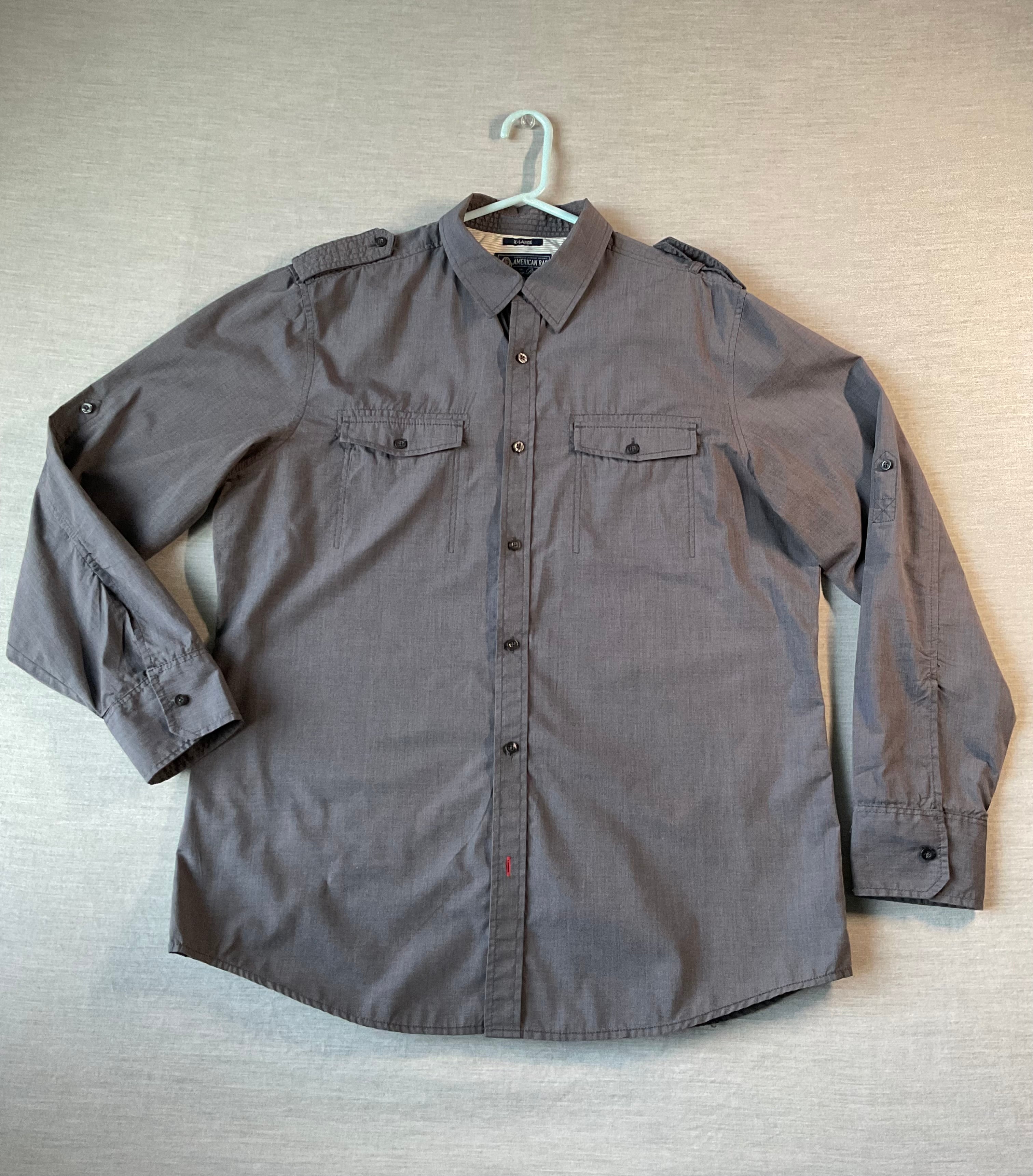 American Rag Men’s Long Sleeve Button-Up Shirt Gray (Size XL)
