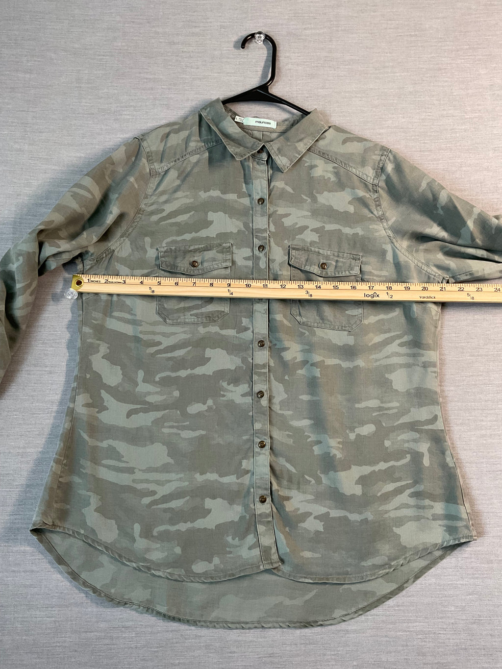 Maurice's Women's Long Sleeve Button Front Blouse Camo Print Size L