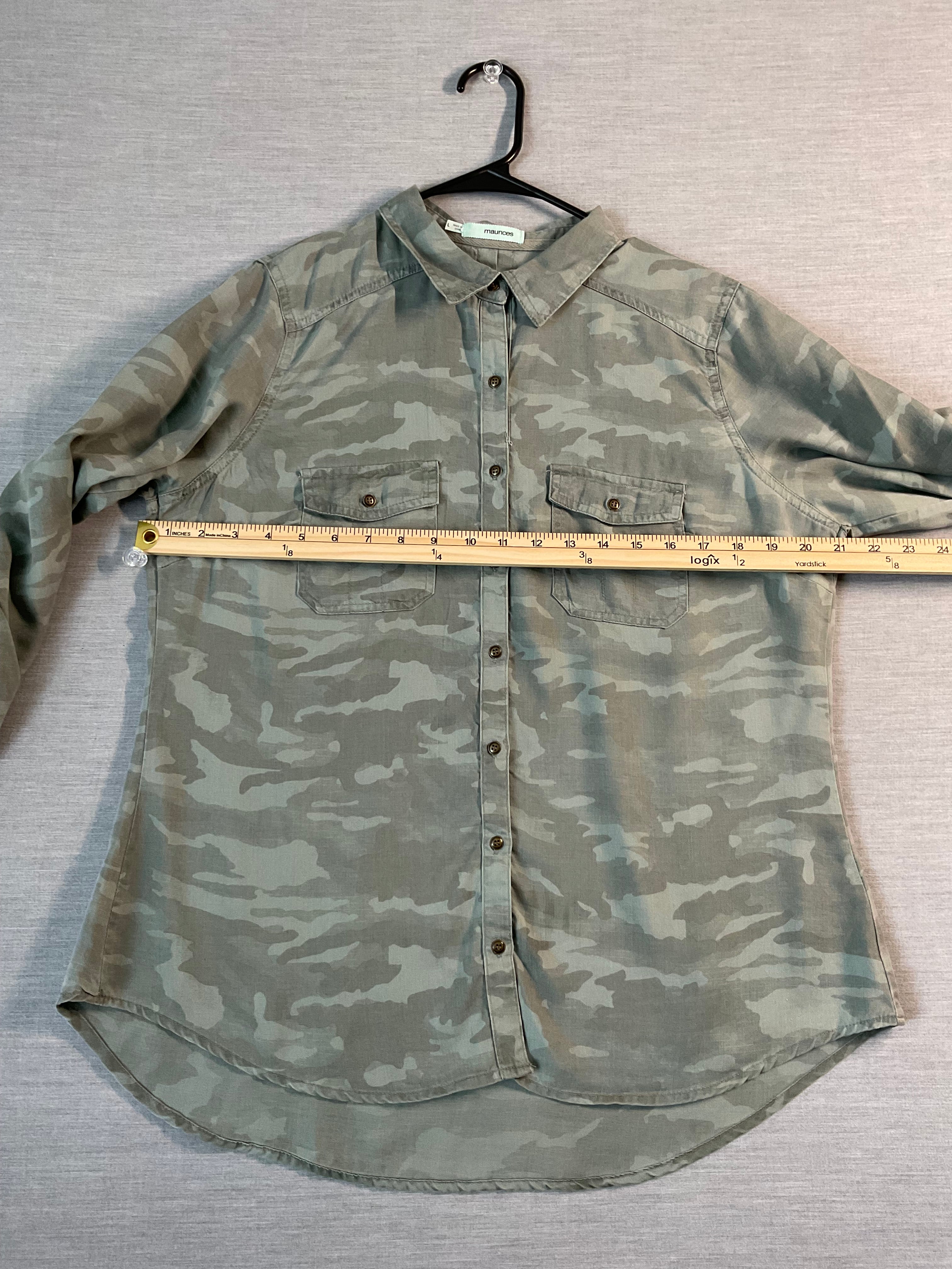 Maurice's Women's Long Sleeve Button Front Blouse Camo Print Size L