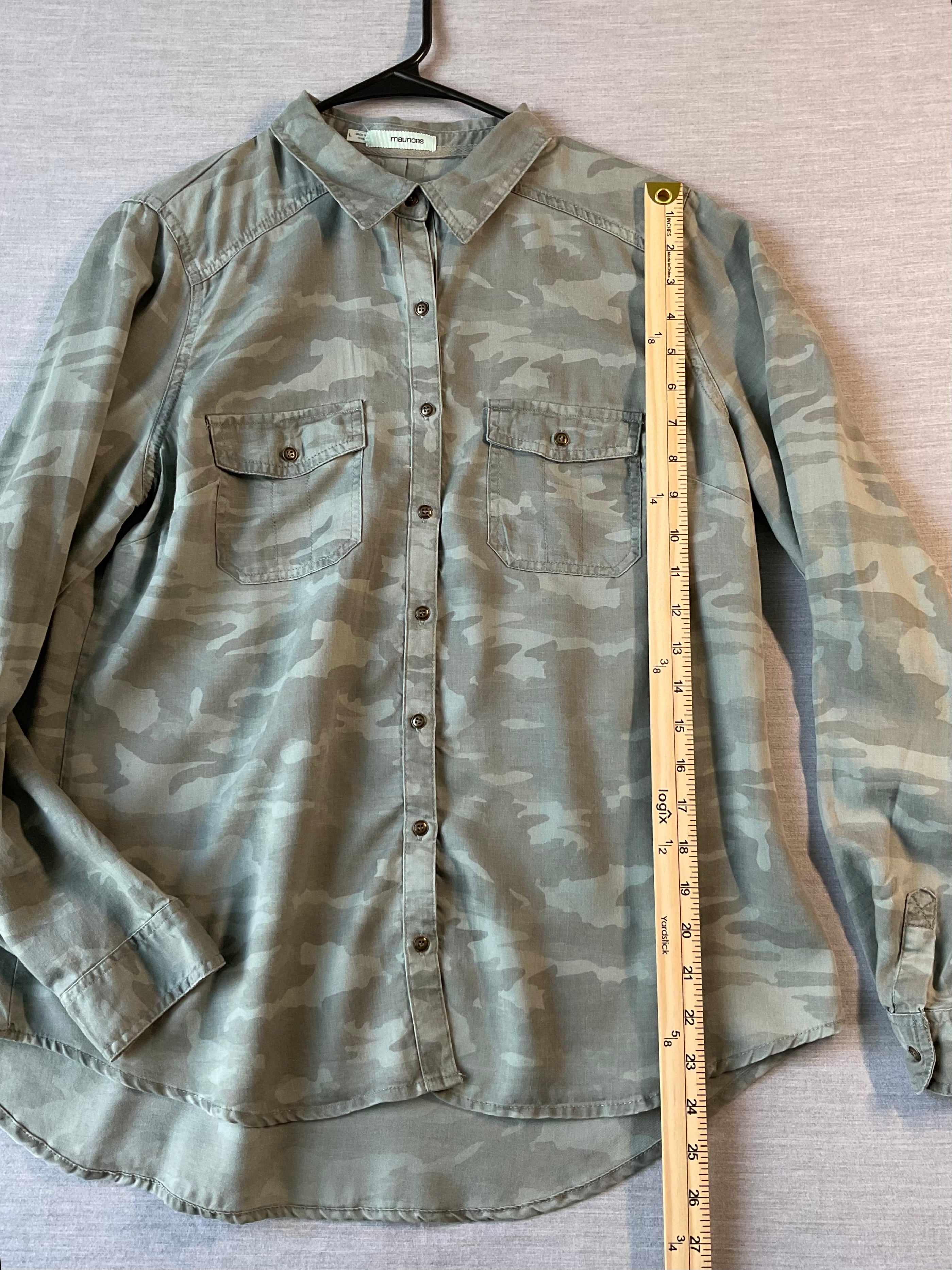 Maurice's Women's Long Sleeve Button Front Blouse Camo Print Size L
