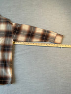 Levi's Women's Henri Long Sleeve Button Up Brown Beige Flannel Plaid Shirt. Small