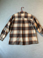 Levi's Women's Henri Long Sleeve Button Up Brown Beige Flannel Plaid Shirt. Small
