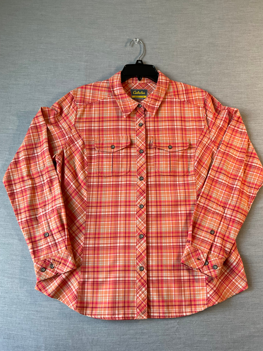 Cabela's Women's Long Sleeve Button Up Woven Shirt in Citrus Orange