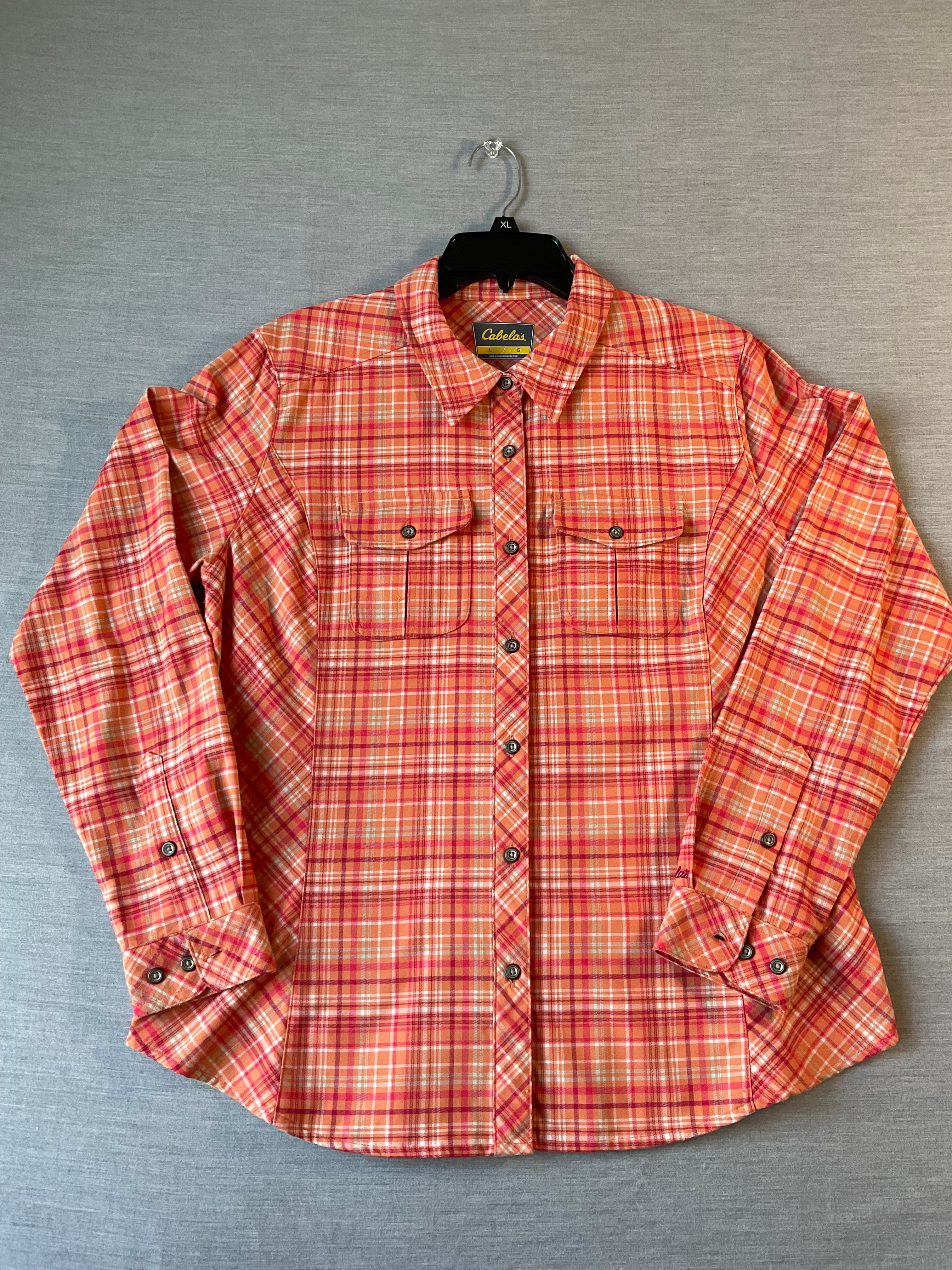 Cabela's Women's Long Sleeve Button Up Woven Shirt in Citrus Orange