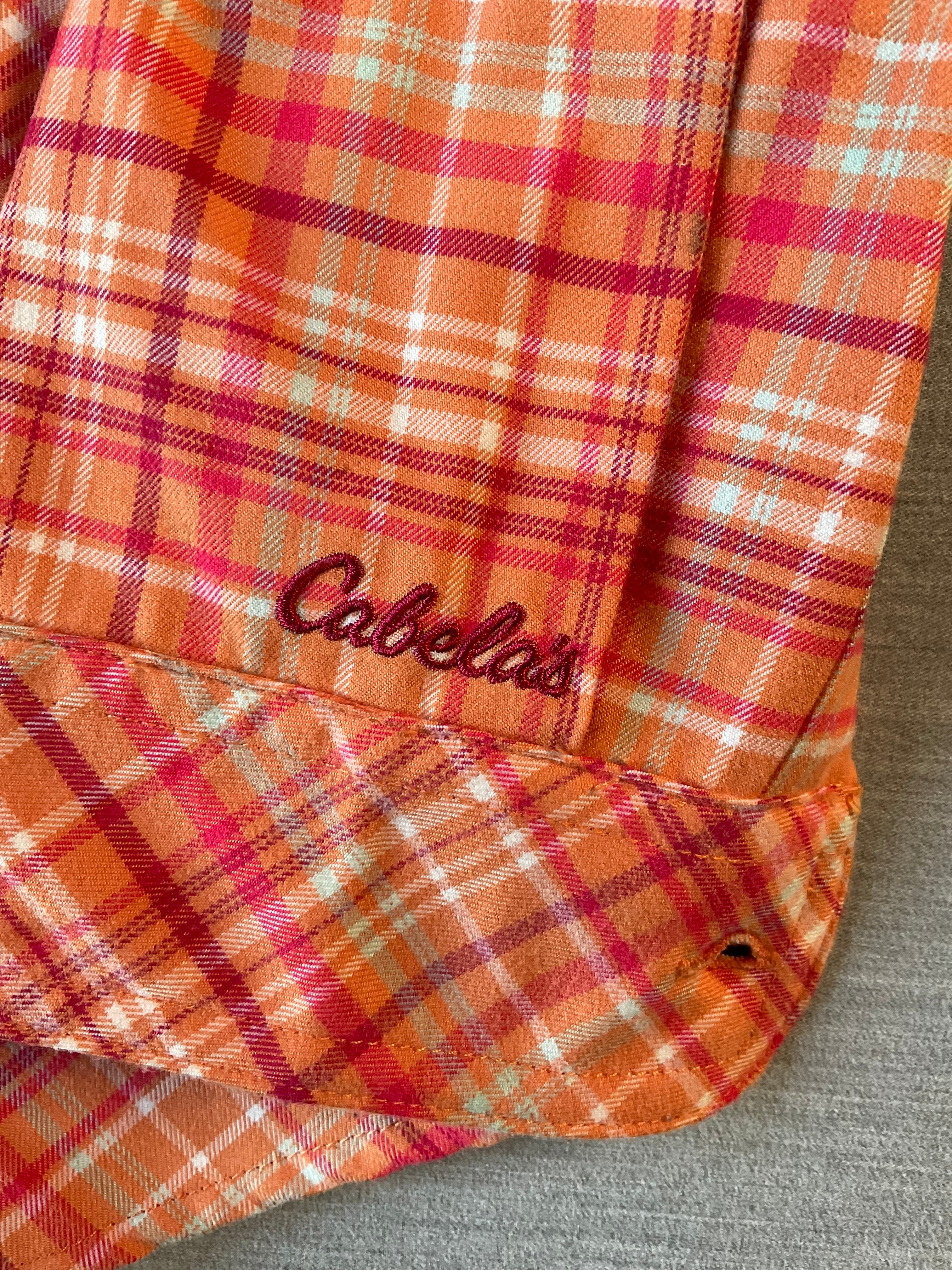 Cabela's Women's Long Sleeve Button Up Woven Shirt in Citrus Orange