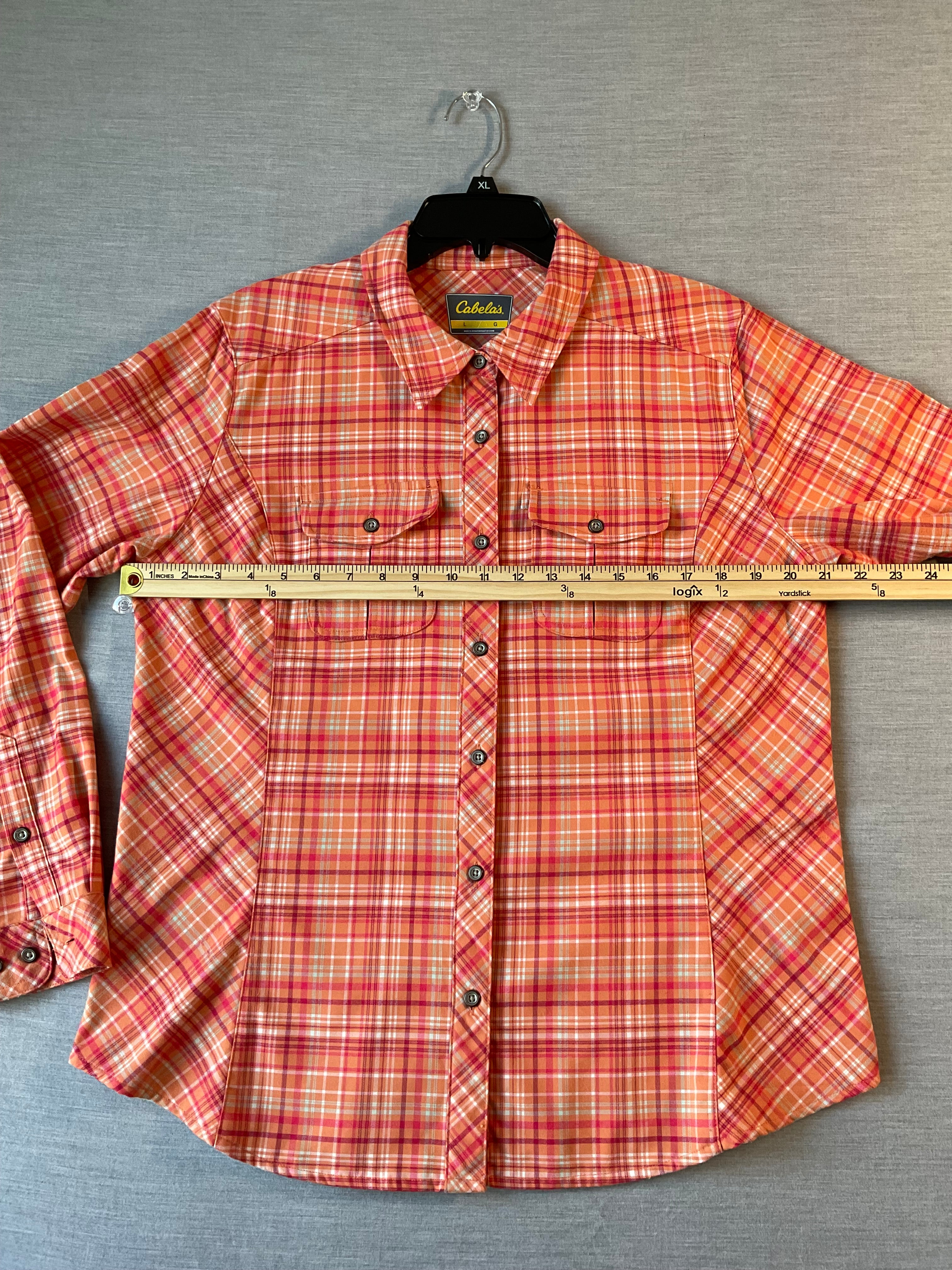 Cabela's Women's Long Sleeve Button Up Woven Shirt in Citrus Orange
